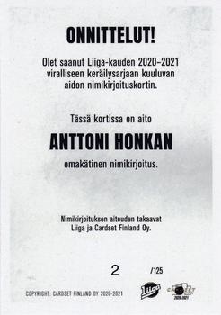 2020-21 Cardset Finland - Signature #NNO Anttoni Honka Back