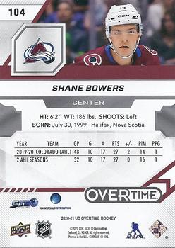 2020-21 Upper Deck Overtime #104 Shane Bowers Back