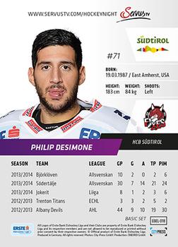 2014-15 Playercards (EBEL) #EBEL-018 Philip DeSimone Back