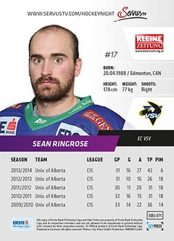 2014-15 Playercards (EBEL) #EBEL-071 Sean Ringrose Back