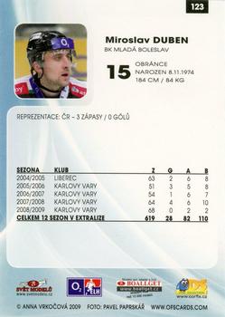 2009-10 Czech OFS Plus #123 Miroslav Duben Back
