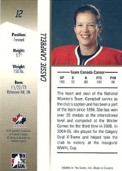 2006-07 In The Game Going For Gold Canadian Women's National Team #12 Cassie Campbell Back