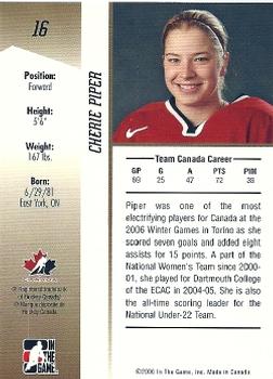2006-07 In The Game Going For Gold Canadian Women's National Team #16 Cherie Piper Back
