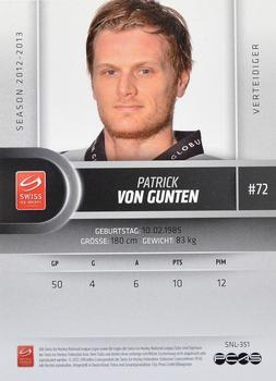 2012-13 Swiss National League #351 Patrick von Gunten Back
