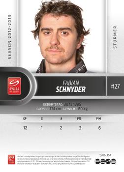 2012-13 Swiss National League #357 Fabian Schnyder Back