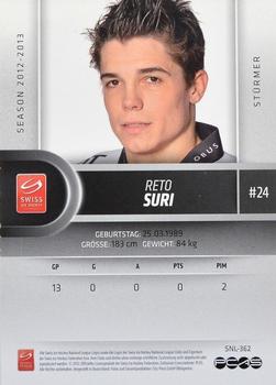 2012-13 Swiss National League #362 Reto Suri Back