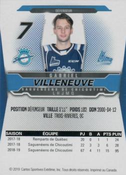 2019-20 Chicoutimi Sagueneens (QMJHL) #NNO Gabriel Villeneuve Back