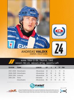 2011-12 HockeyAllsvenskan #ALLS-149 Andreas Valdix Back