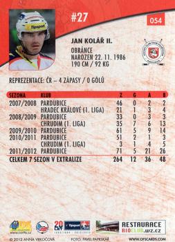 2012-13 Czech OFS Plus #054 Jan Kolar Back