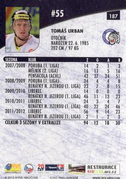 2012-13 Czech OFS Plus #187 Tomas Urban Back