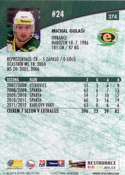 2012-13 Czech OFS Plus #274 Michal Gulasi Back
