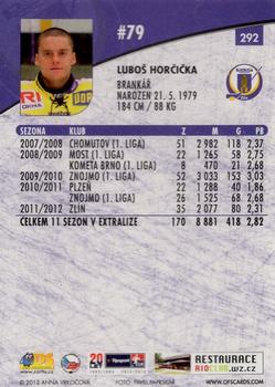 2012-13 Czech OFS Plus #292 Lubos Horcicka Back