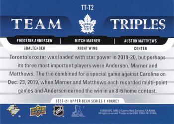 2020-21 Upper Deck - Team Triples #TT-T2 Frederik Andersen / Mitch Marner / Auston Matthews Back
