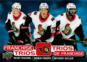 2020-21 Upper Deck Tim Hortons - Franchise Trios #T-11 Brady Tkachuk / Thomas Chabot / Anthony Duclair Front