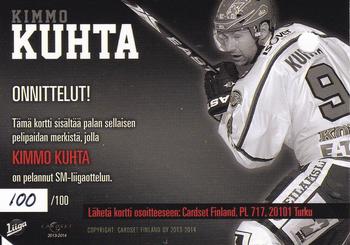 2013-14 Cardset Finland - Patch Series 2 Redemption #NNO Kimmo Kuhta Back