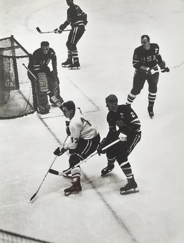 1964 Pressfoto CSSR National Team Olympics #9 Action CSSR vs USA Front