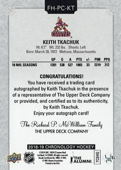 2019-20 Upper Deck Chronology - 2018-19 Upper Deck Chronology Update #FH-PC-KT Keith Tkachuk Back