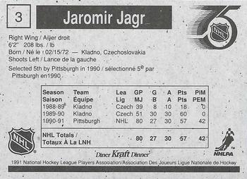 1991-92 Kraft - Black Backs #3 Jaromir Jagr Back