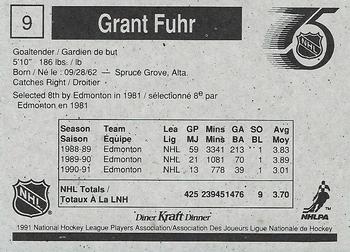 1991-92 Kraft - Black Backs #9 Grant Fuhr Back