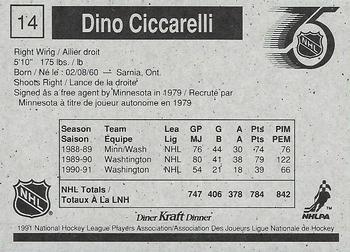 1991-92 Kraft - Black Backs #14 Dino Ciccarelli Back