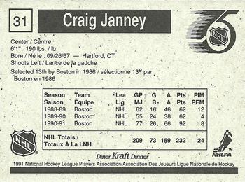 1991-92 Kraft - Black Backs #31 Craig Janney Back