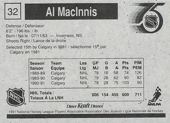 1991-92 Kraft - Black Backs #32 Al MacInnis Back