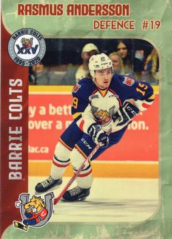 2019-20 Barrie Colts (OHL) 25th Anniversary #NNO Rasmus Andersson Front
