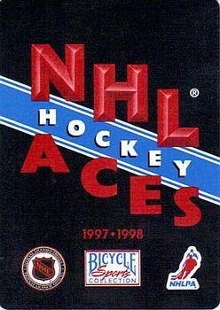 1997-98 Bicycle NHL Hockey Aces #3♣ Trevor Linden Back