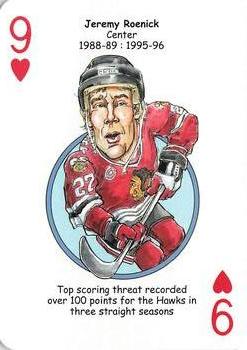 2017 Hero Decks Chicago Blackhawks Hockey Heroes Playing Cards #9♥ Jeremy Roenick Front