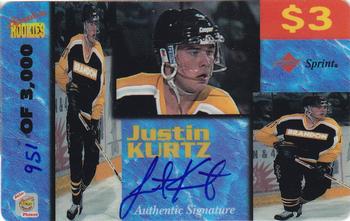 1995 Signature Rookies Auto-Phonex - $3 Phone Cards #23 Justin Kurtz Front