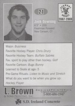 2007-08 L. Brown & Sons Vermont Catamounts (NCAA) #NNO Jack Downing Back