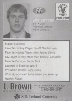 2007-08 L. Brown & Sons Vermont Catamounts (NCAA) #NNO Josh Burrows Back