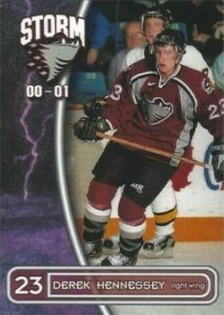 2000-01 M&T Printing Guelph Storm (OHL) #21 Derek Hennessey Front