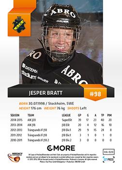 2015-16 Playercards HockeyAllsvenskan #HA-020 Jesper Bratt Back