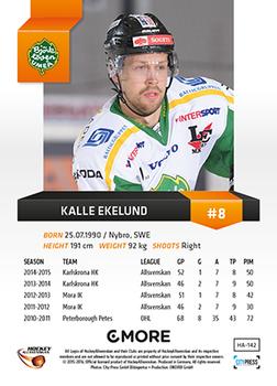 2015-16 Playercards HockeyAllsvenskan #HA-142 Kalle Ekelund Back