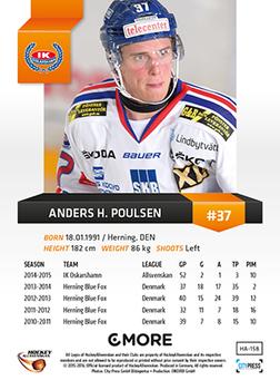 2015-16 Playercards HockeyAllsvenskan #HA-158 Anders H. Poulsen Back