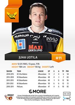 2015-16 Playercards HockeyAllsvenskan #HA-335 Juha Uotila Back