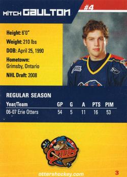 2007-08 Erie Otters (OHL) #3 Mitch Gaulton Back