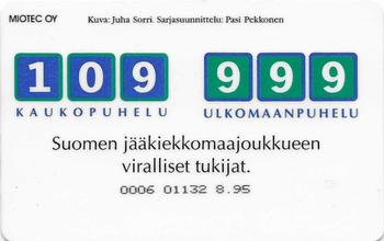 1995 HPY Puhelukortti Maailmanmestarit (Finnish) #HPY-E6 Petteri Nummelin Back