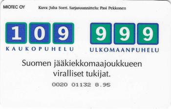 1995 HPY Puhelukortti Maailmanmestarit (Finnish) #HPY-E20 Sami Kapanen Back