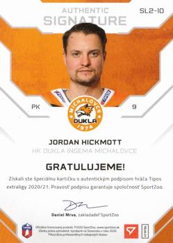 2020-21 SportZoo Tipos Extraliga - Authentic Signature Level 2 #SL2-10 Jordan Hickmott Back