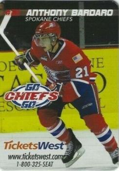 2010-11 Tickets West Spokane Chiefs (WHL) Player Magnets #NNO Anthony Bardaro Front