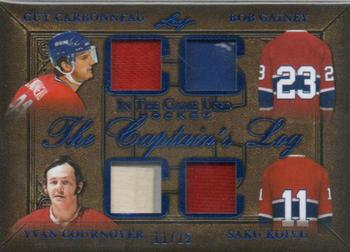 2020-21 Leaf In The Game Used - The Captain’s Log #TCL-14 Guy Carbonneau / Bob Gainey / Yvan Cournoyer / Saku Koivu Front