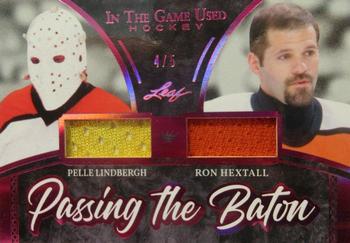 2020-21 Leaf In The Game Used - Passing the Baton Magenta #PTB-09 Pelle Lindbergh / Ron Hextall Front