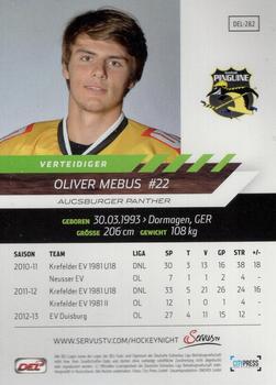2013-14 Playercards Premium Serie (DEL) #DEL-282 Oliver Mebus Back