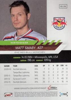2013-14 Playercards Premium Serie (DEL) #DEL-296 Matt Smaby Back