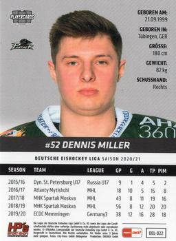 2020-21 Playercards (DEL) #DEL-022 Dennis Miller Back
