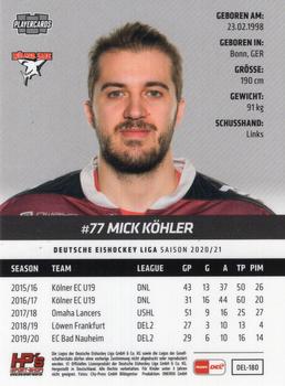 2020-21 Playercards (DEL) #DEL-180 Mick Köhler Back
