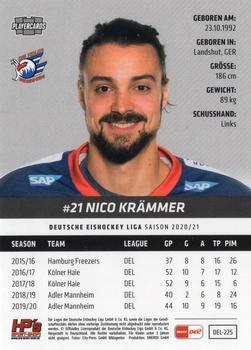 2020-21 Playercards (DEL) #DEL-225 Nicolas Krämmer Back