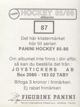 1985-86 Panini Hockey Elitserien (Swedish) Stickers #87 Jan Viktorsson Back